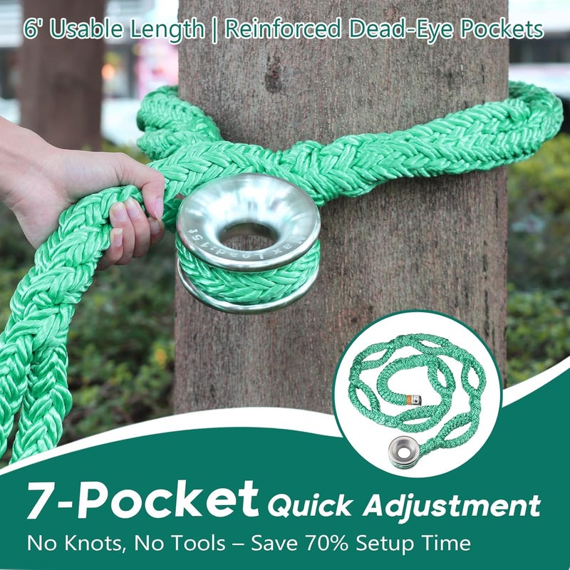 KLYTORX 3/4" Rigging Ring Sling Rope- 6FT Arborist Rope with #3 Aluminum Ring & 7-Pockets Adjustment Climbing Slings - 14,600 lbs MBS - Friction Saver for Tree Rigging, Speedlines & Canopy Anchors - Image 5